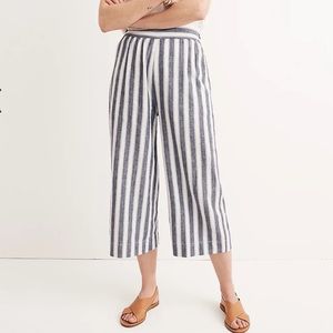 Madewell Huston Striped Wide Leg Pull-On Pants - Navy and White